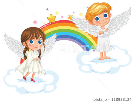 Angelic Children with Rainbow 118928124