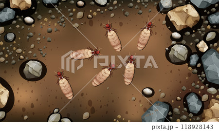 Insects in Soil with Rocks 118928143