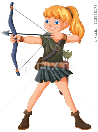 Young Archer Girl with Bow Young Archer Girl with Bow 118928178