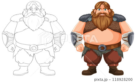 Cartoon Viking Warrior Illustration 118928200