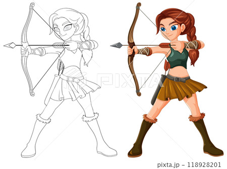 Female Archer in Action Pose 118928201