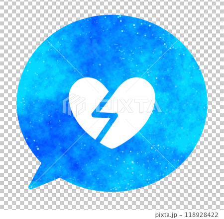 Blue starry sky | Cracked heart shape speech bubble 118928422