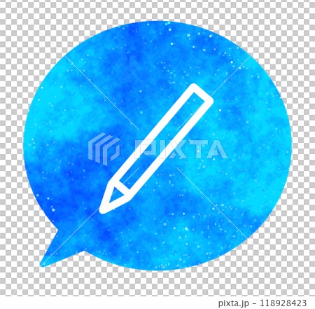 藍色星空|鉛筆圖示語音氣泡 藍色星空|鉛筆圖示語音氣泡 118928423
