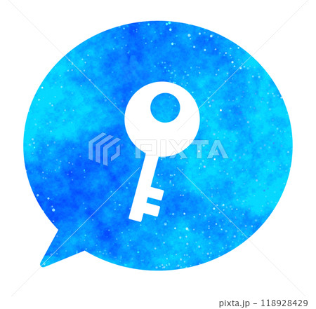 青い星空｜鍵アイコンの吹き出し 118928429