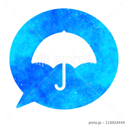 青い星空｜傘アイコンの吹き出し 118928449