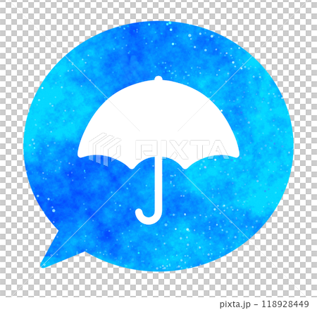 青い星空｜傘アイコンの吹き出し 118928449