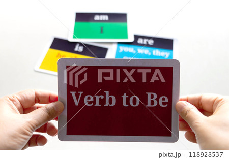 English learning cards in hands 118928537