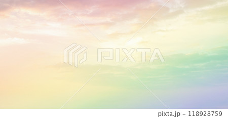 Beautiful rainbow pastel color with clouds and blue sky 118928759