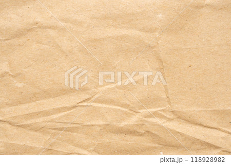 Abstract crumpled and creased recycle brown paper texture background 118928982