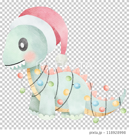Cute Christmas dinosaur with Santa hat illustration Cute Christmas dinosaur with Santa hat illustration 118928998
