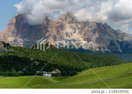 Beautiful mountain range in Dolomites 118929008