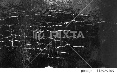 Empty old vintage black scratch torn poster overlay texture background 118929105