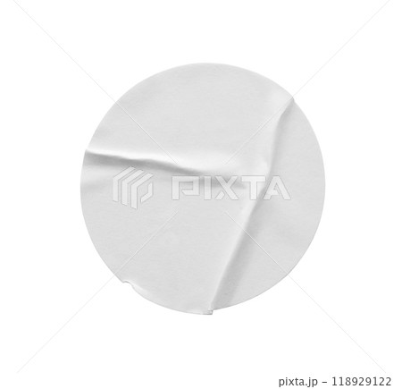 Blank white round paper sticker label isolated on white background Blank white round paper sticker label isolated on white background 118929122