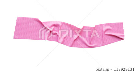 Pink adhesive sticky tapes isolated on white background Pink adhesive sticky tapes isolated on white background 118929131