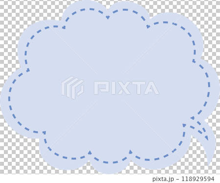 Cute cloud-shaped speech bubble with stitches (blue) Cute cloud-shaped speech bubble with stitches (blue) 118929594