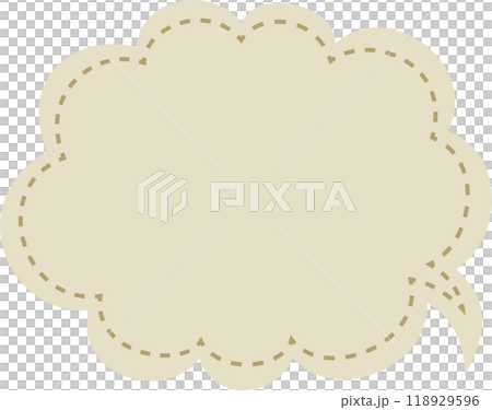 Cute cloud-shaped speech bubble with stitches (brown) Cute cloud-shaped speech bubble with stitches (brown) 118929596