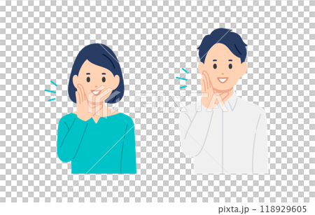 A set of young men and women in calling poses [People vector illustration material] 118929605