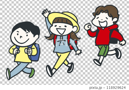 School guards and children posting about road safety School guards and children posting about road safety 118929624