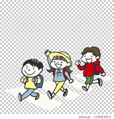 スクールガードと交通安全で投稿する子供たち 118929625