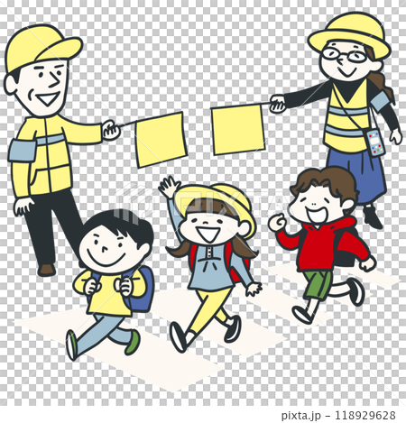 スクールガードと交通安全で投稿する子供たち 118929628