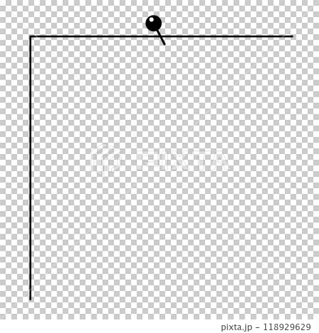 黒の画鋲で留めてある紙のフレーム背景 118929629