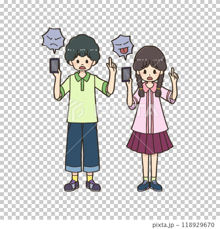 使用智慧型手機有過不良經驗的男孩和女孩 118929670