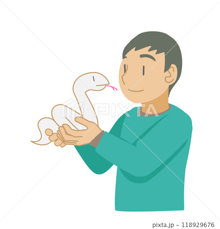 白蛇を手に乗せた少年 118929676