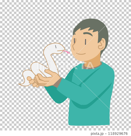 白蛇を手に乗せた少年 118929676