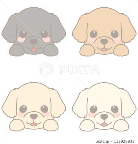 いろいろな犬の顔セット　レトリバー 118929938