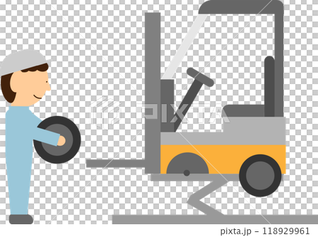 Image of a mechanic maintaining a forklift 118929961