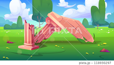 Historical landscape with ancient column ruins Historical landscape with ancient column ruins 118930297