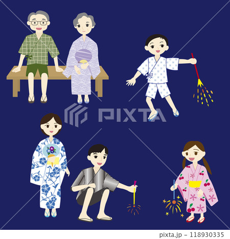 花火をする家族 118930335