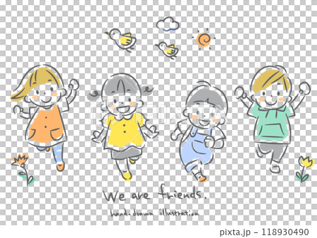 孩子們奔跑-柔軟可愛的手繪插畫 孩子們奔跑-柔軟可愛的手繪插畫 118930490