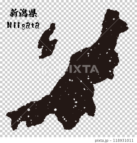 Stamp-style silhouette of Niigata Prefecture, Japan 118931011