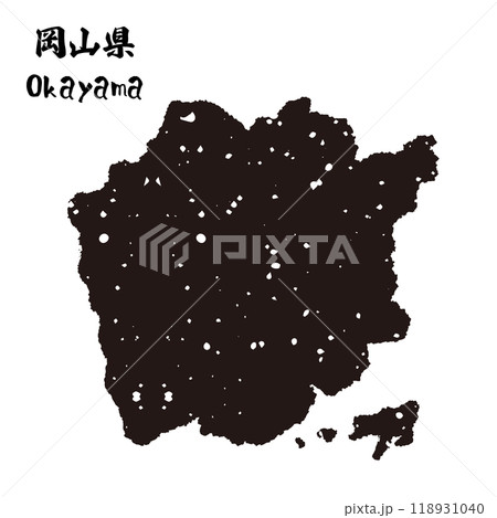 日本_岡山県のスタンプ風シルエット 日本_岡山県のスタンプ風シルエット 118931040