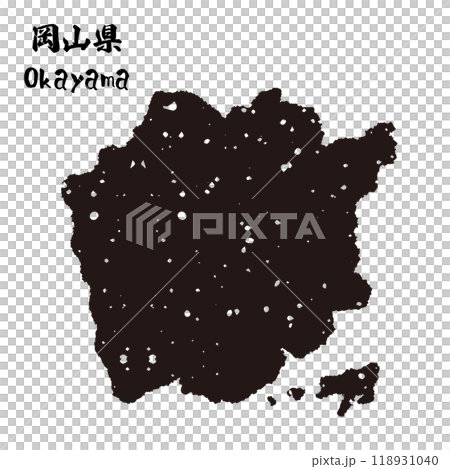 日本_岡山県のスタンプ風シルエット 日本_岡山県のスタンプ風シルエット 118931040