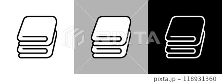 シンプルな線画のタオルのベクターアイコン。 118931360