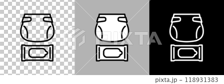 Simple line drawing diapers and wipes vector icon. Simple line drawing diapers and wipes vector icon. 118931383