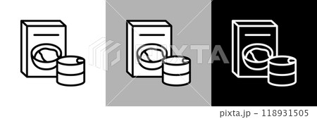 シンプルな線画のレトルト食品と缶詰のベクターアイコン。 シンプルな線画のレトルト食品と缶詰のベクターアイコン。 118931505
