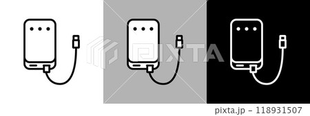 シンプルな線画のモバイルバッテリーのベクターアイコン。 118931507