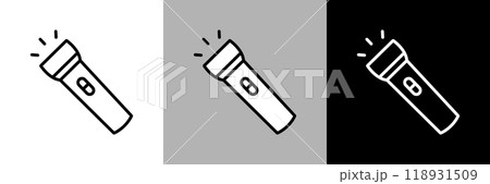 シンプルな線画の懐中電灯のベクターアイコン。 118931509