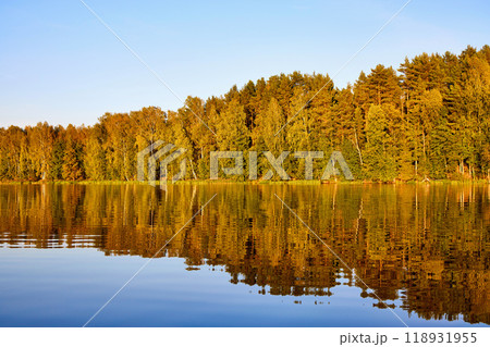 Tranquil River Reflections of Autumn Trees Tranquil River Reflections of Autumn Trees 118931955