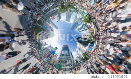 「東京都」渋谷スクランブル交差点で360度撮影・全天球 118931991