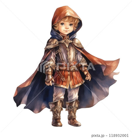 Young Boy in Red Hood and Armor 118932001