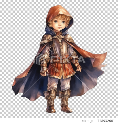 Young Boy in Red Hood and Armor 118932001