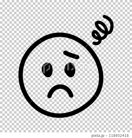 Hand-drawn cute emoticons and emoticons icons - Worried, troubled, black Hand-drawn cute emoticons and emoticons icons - Worried, troubled, black 118932418