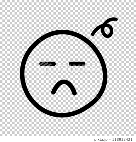 Hand-drawn cute emoticons and emoticons icon - Expressionless, Hmm, Black 118932421