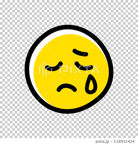 Hand-drawn cute emoticons and emoticon icons: crying, sad 118932424