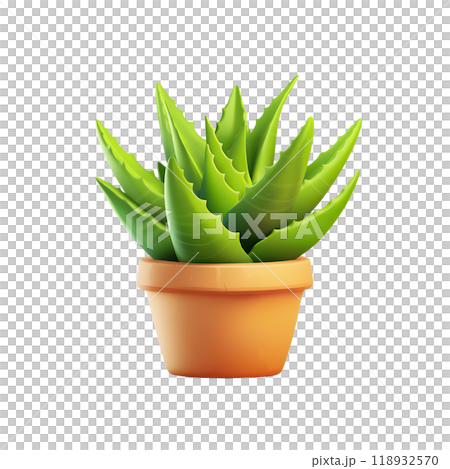 AI-generated item. 3D Aloe Vera isolated on a transparent background. 118932570