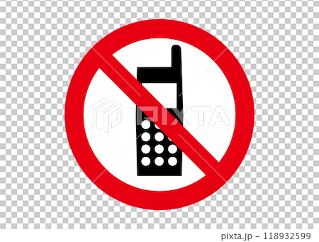 携帯電話使用禁止 携帯電話 スマホ 端末使用禁止のお願いをするピクトグラムのイラスト 118932599